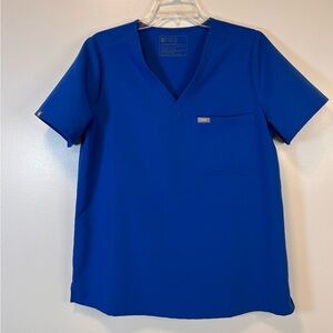 FIGS Royal Blue Catarina One Pocket V-Neck Scrub Top Women’s Size Large